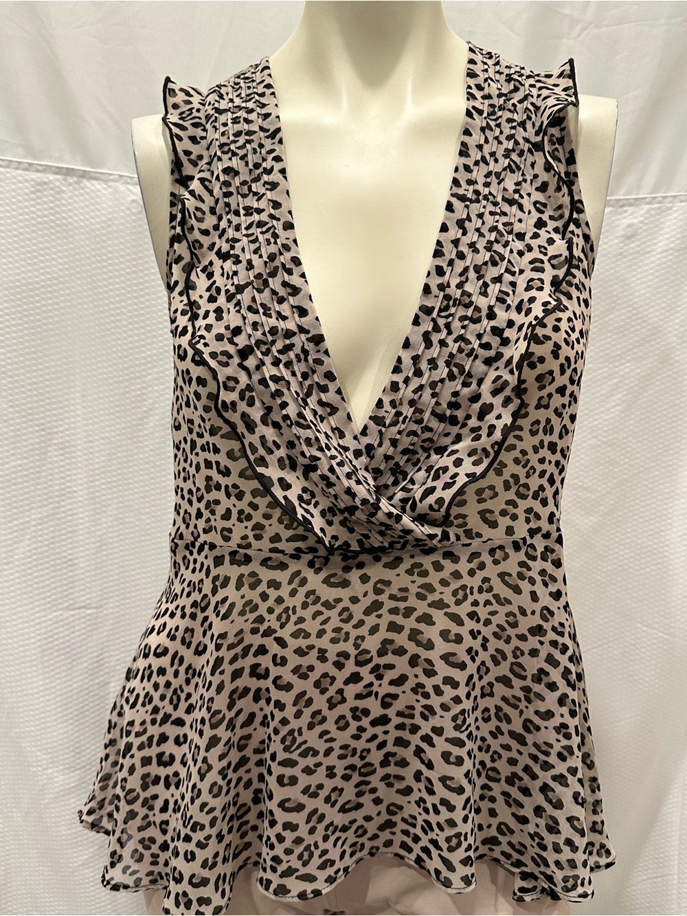 CAbi Leopard Print Tank Top in Beige and Black